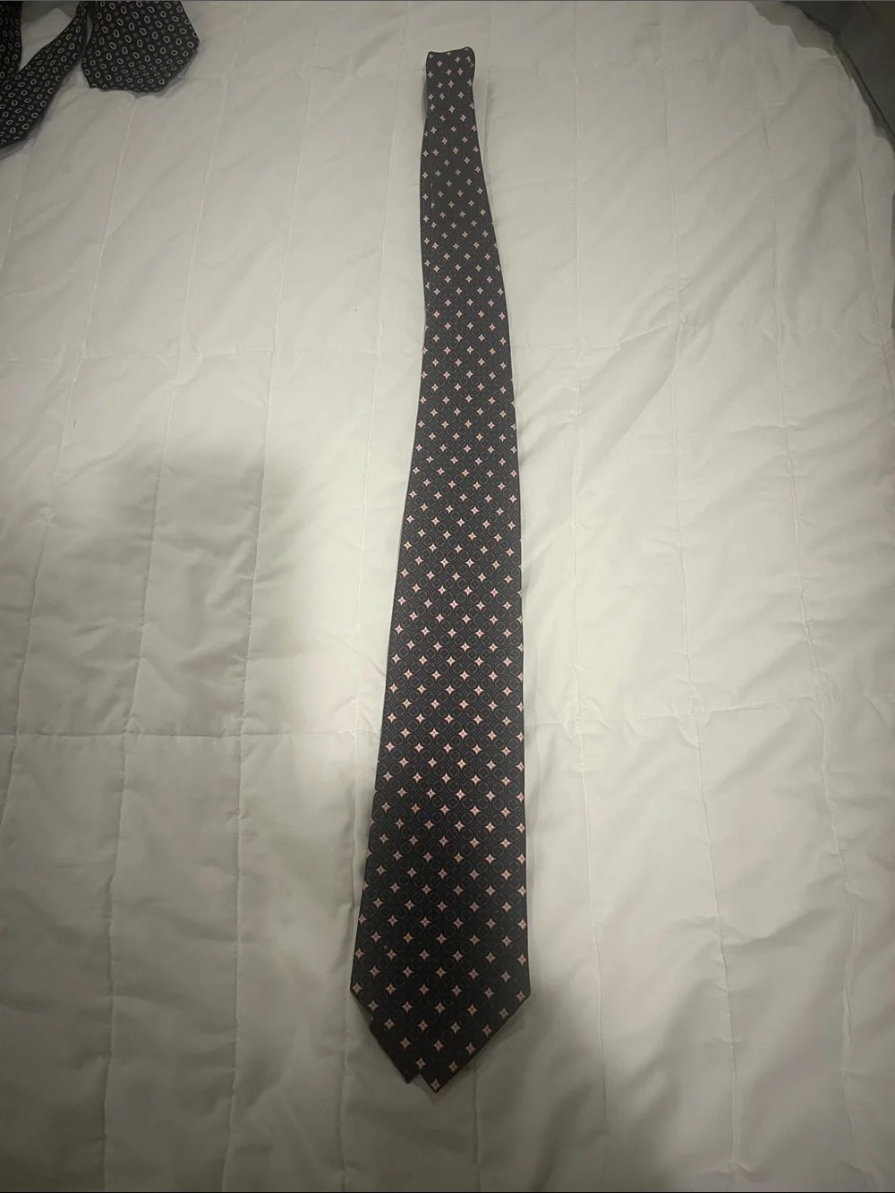 Louis Vuitton Black Silk Tie with Pink Motif